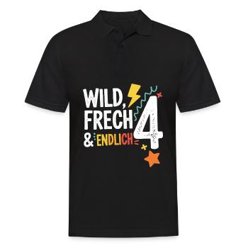 Wild, Cheeky & Finally 4 Years 4th Birthday - Men's Polo Shirt - black - Front - Kai (181cm)