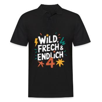 Wild, Cheeky & Finally 4 Years 4th Birthday - Men's Polo Shirt - black - Front - Kai (181cm)