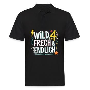 Wild, Cheeky & Finally 4 Years 4th Birthday - Men's Polo Shirt - black - Front - Kai (181cm)