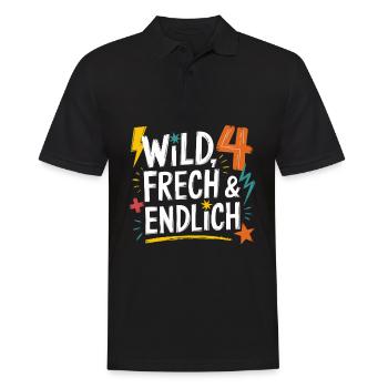 Sauvage, effronté et enfin 4 ans 4e anniversaire - Polo Homme - noir - Devant - Kai (181cm)