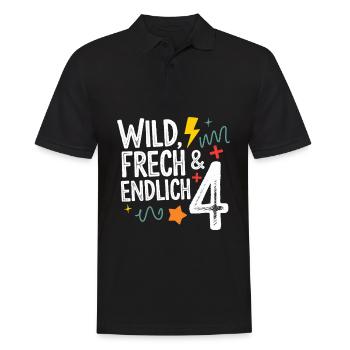 Wild, Cheeky & Finally 4 Years 4th Birthday - Men's Polo Shirt - black - Front - Kai (181cm)