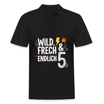 Sauvage, effronté et enfin 5 ans 5e anniversaire - Polo Homme - noir - Devant - Kai (181cm)