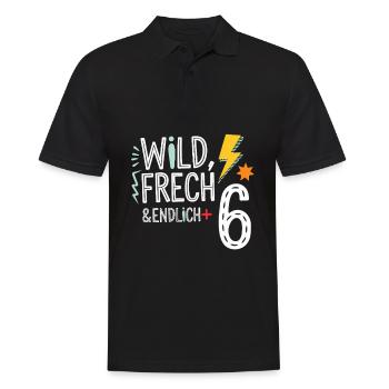 Wild, Frech & Endlich 6 Jahre 6. Geburtstag - Männer Poloshirt - Schwarz - Vorne - Kai (181cm)