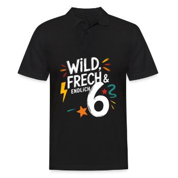 Wild, Frech & Endlich 6 Jahre 6. Geburtstag - Männer Poloshirt - Schwarz - Vorne - Kai (181cm)