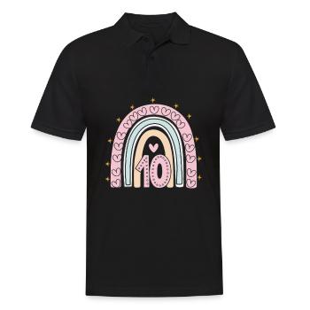 Cute 10th Birthday Heart & Rainbow Design - Men's Polo Shirt - black - Front - Kai (181cm)