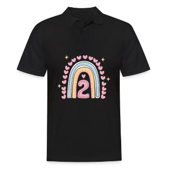 Coeur mignon 2e anniversaire et design arc-en-ciel - Polo Homme - noir - Devant - Kai (181cm)