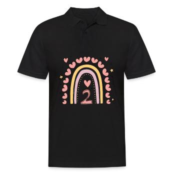 Coeur mignon 2e anniversaire et design arc-en-ciel - Polo Homme - noir - Devant - Kai (181cm)