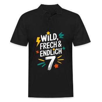 Sauvage, effronté et enfin 7 ans 7e anniversaire - Polo Homme - noir - Devant - Kai (181cm)