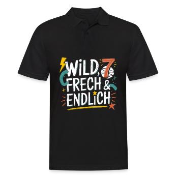 Sauvage, effronté et enfin 7 ans 7e anniversaire - Polo Homme - noir - Devant - Kai (181cm)