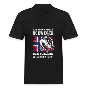 Norvège Pêche Dire Drôle Design - Polo Homme - noir - Devant - Kai (181cm)