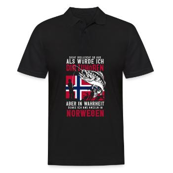 Norvège Pêche Dire Drôle Design - Polo Homme - noir - Devant - Kai (181cm)