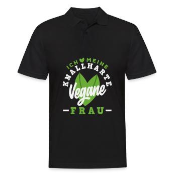 Achtung Ich Bin Veganer Lustiges Veganer Geschenk - Männer Poloshirt - Schwarz - Vorne - Kai (181cm)