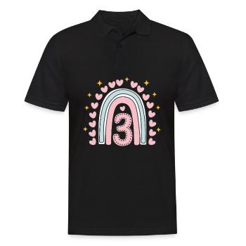 Cute 3rd Birthday Heart & Rainbow Design - Men's Polo Shirt - black - Front - Kai (181cm)