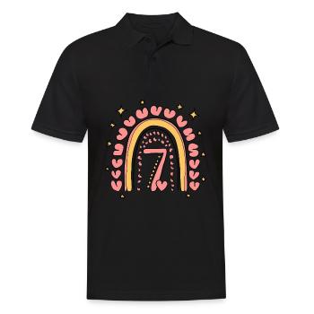 Coeur mignon de 7e anniversaire et design arc-en-ciel - Polo Homme - noir - Devant - Kai (181cm)