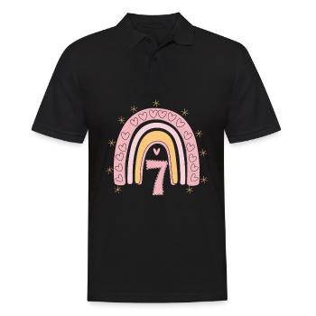 Coeur mignon de 7e anniversaire et design arc-en-ciel - Polo Homme - noir - Devant - Kai (181cm)