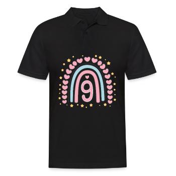 Coeur mignon du 9e anniversaire et design arc-en-ciel - Polo Homme - noir - Devant - Kai (181cm)