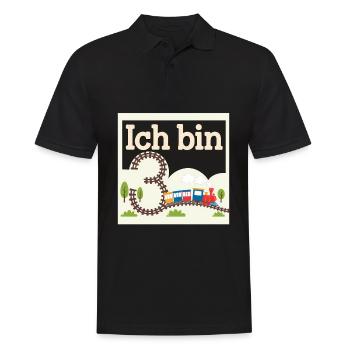 Ich bin 3 Zug Eisenbahn 3. Geburtstag - Männer Poloshirt - Schwarz - Vorne - Kai (181cm)