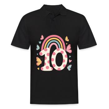 Rainbow Butterfly 10th Birthday Girl - Men's Polo Shirt - black - Front - Kai (181cm)