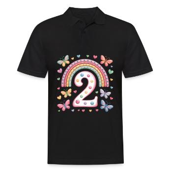 Papillon arc-en-ciel 2e anniversaire fille - Polo Homme - noir - Devant - Kai (181cm)
