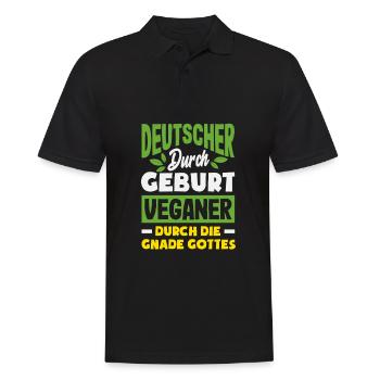 Achtung Ich Bin Veganer Lustiges Veganer Geschenk - Männer Poloshirt - Schwarz - Vorne - Kai (181cm)