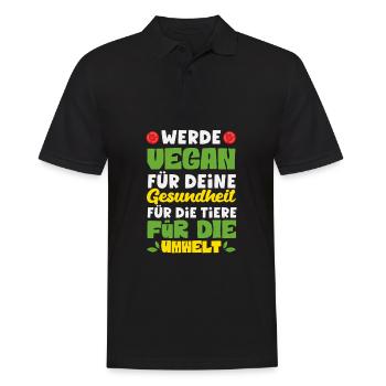 Achtung Ich Bin Veganer Lustiges Veganer Geschenk - Männer Poloshirt - Schwarz - Vorne - Kai (181cm)