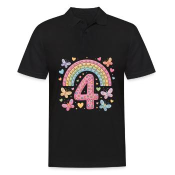 Rainbow Butterfly 4th Birthday Girl - Men's Polo Shirt - black - Front - Kai (181cm)