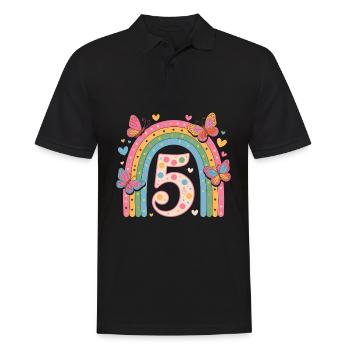 Rainbow Butterfly 5th Birthday Girl - Men's Polo Shirt - black - Front - Kai (181cm)