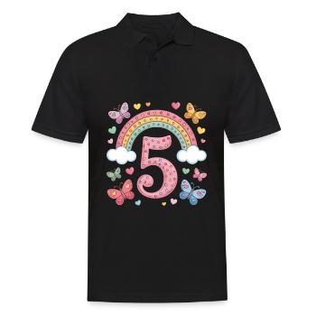 Rainbow Butterfly 5th Birthday Girl - Men's Polo Shirt - black - Front - Kai (181cm)