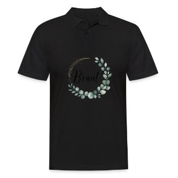Bridal Flower Wreath Eucalyptus Bachelor Party Wedding - Men's Polo Shirt - black - Front - Kai (181cm)