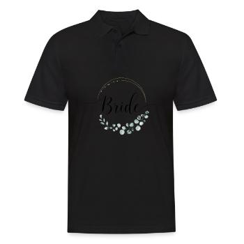 Bridal Flower Wreath Eucalyptus Bachelor Party Wedding - Men's Polo Shirt - black - Front - Kai (181cm)