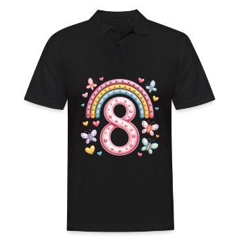 Rainbow Butterfly 8th Birthday Girl - Men's Polo Shirt - black - Front - Kai (181cm)
