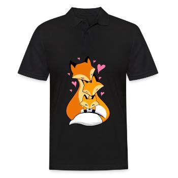 Bébé avec des parents renards - Polo Homme - noir - Devant - Kai (181cm)