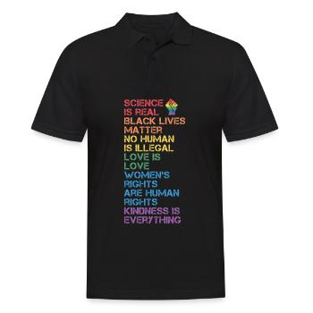 BLM Science Is Real Black Lives Matter LGBT Pride - Polo Homme - noir - Devant - Kai (181cm)
