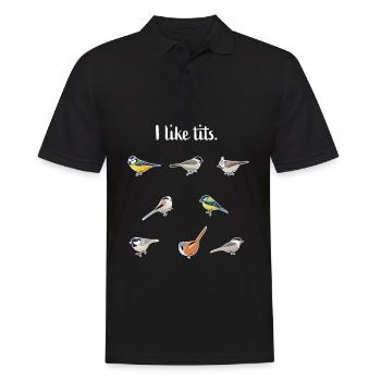 Blue Tit, Great tit & more birds Funny Gift - Men's Polo Shirt - black - Front - Kai (181cm)