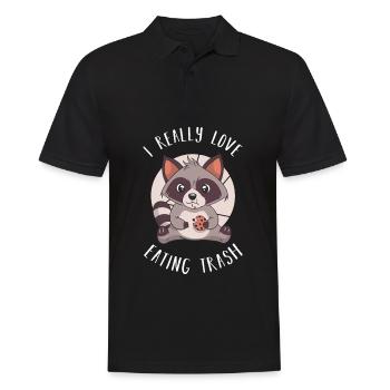 Ich liebe es wirklich, Trash Funny Raccoon zu essen - Männer Poloshirt - Schwarz - Vorne - Kai (181cm)