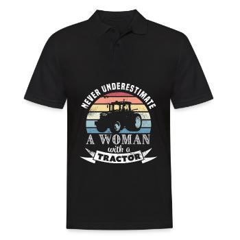 Women with a Tractor Funny Farming Gift - Men's Polo Shirt - black - Front - Kai (181cm)