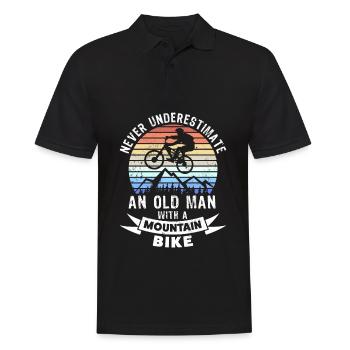 Funny Old Man Mountain Biking MTB Gift - Men's Polo Shirt - black - Front - Kai (181cm)