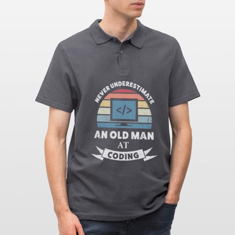 Funny Old Man at Coding Programming Gift Men's Polo Shirt