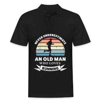 Vieil homme qui aime courir drôle cadeau papa - Polo Homme - noir - Devant - Kai (181cm)