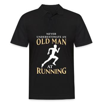 Ne sous-estimez jamais un vieil homme à la course - Polo Homme - noir - Devant - Kai (181cm)