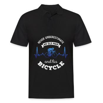 Alter Mann und sein Fahrrad Radfahren Geschenk Papa - Männer Poloshirt - Schwarz - Vorne - Kai (181cm)
