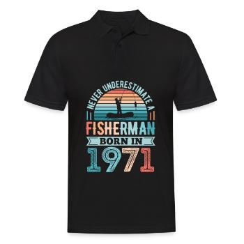 Pêcheur né en 1971 Pêche 50e cadeau d’anniversaire - Polo Homme - noir - Devant - Kai (181cm)