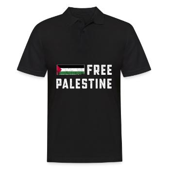 Gaza libre Drapeau palestinien Arabe en détresse - Polo Homme - noir - Devant - Kai (181cm)