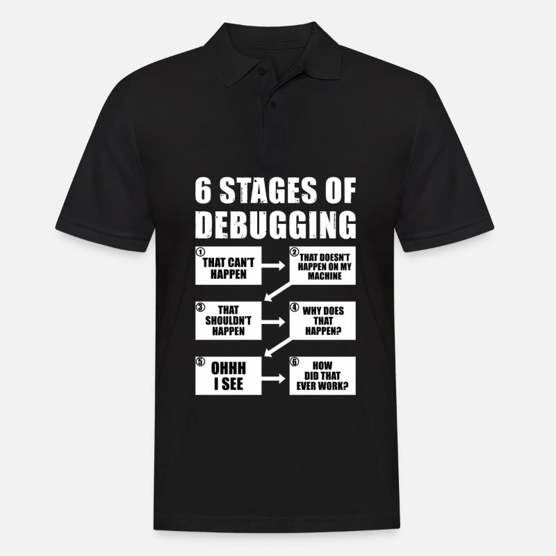 6 Stufen des Debug-Programmierer-Geschenks - Männer Poloshirt - Schwarz
