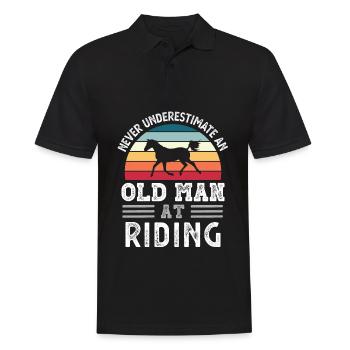 Alter Mann beim Reiten Vatertag lustiges Geschenk - Männer Poloshirt - Schwarz - Vorne - Kai (181cm)