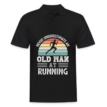 Old Man at Running Fathers Day Funny Gift - Men's Polo Shirt - black - Front - Kai (181cm)