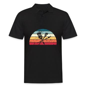 Retro Gemälde Sonnenuntergang Vintage Maler Sonnenaufgang - Männer Poloshirt - Schwarz - Vorne - Kai (181cm)