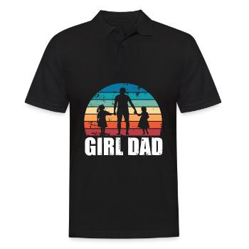Fille Papa Coucher de soleil Papa de filles Cadeau de fête des pères - Polo Homme - noir - Devant - Kai (181cm)