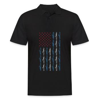 Sous-marin drapeau américain 4 juillet Navy USA - Polo Homme - noir - Devant - Kai (181cm)
