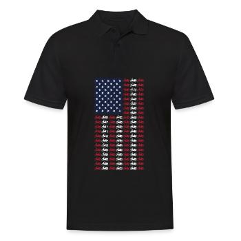Vintage Moped American Flag 4th of July Scooter - Men's Polo Shirt - black - Front - Kai (181cm)